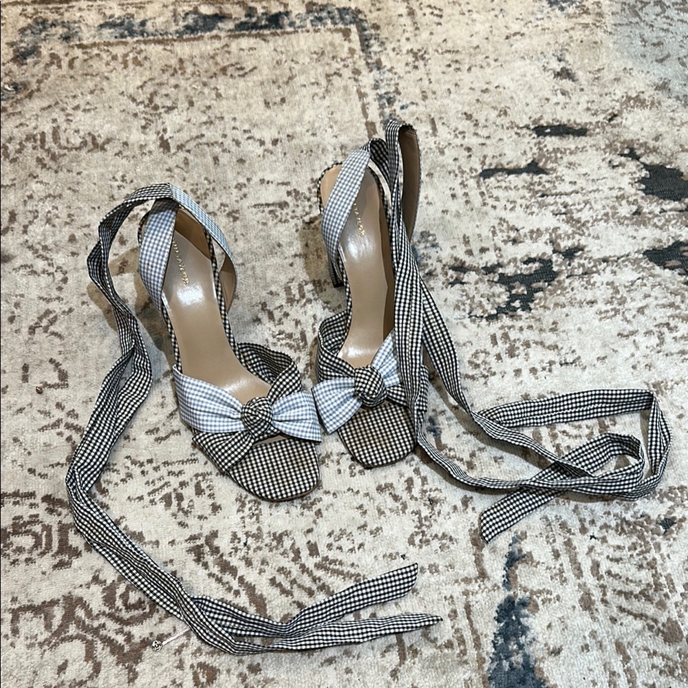 Ann Taylor Checkered Strap Heels